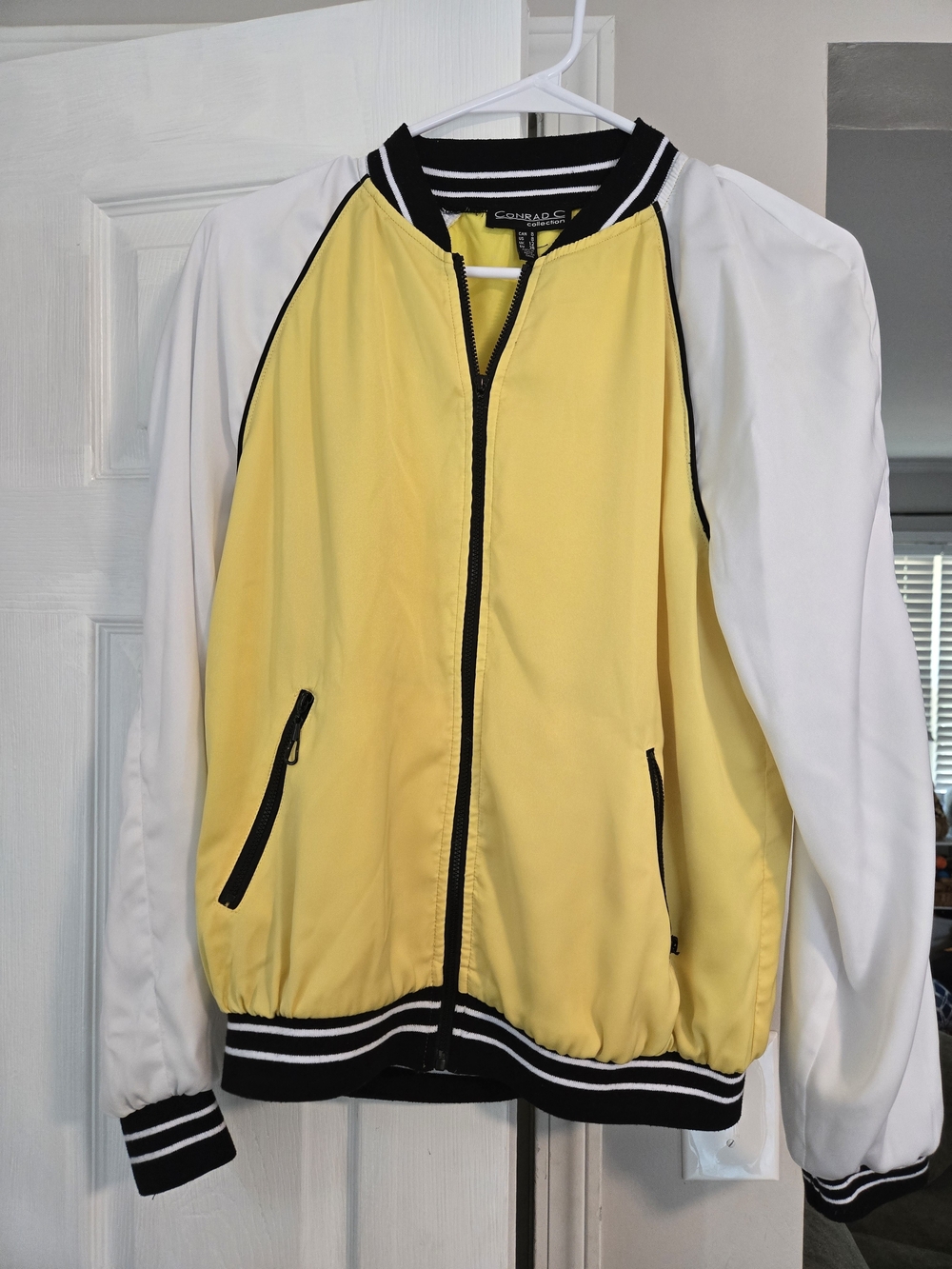 Cougar&C Yellow and White Colorblocked Bomber Jacket